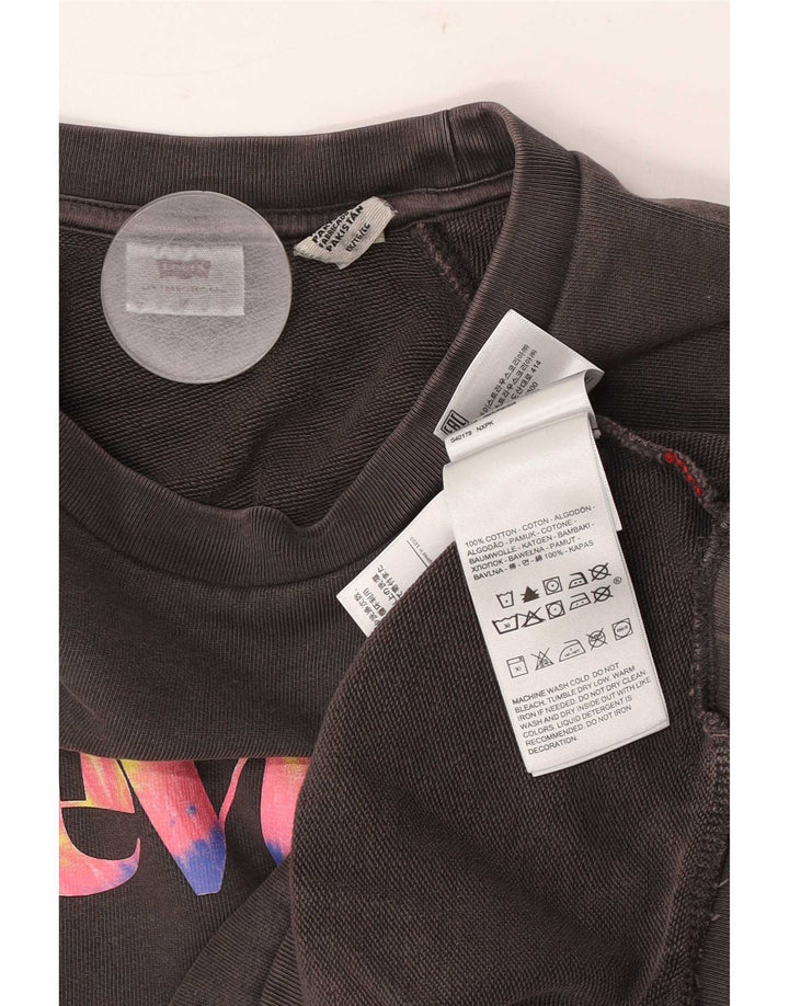 Женский джемпер свободного размера с рисунком Levi's, Великобритания, 18 XL, серый хлопок
