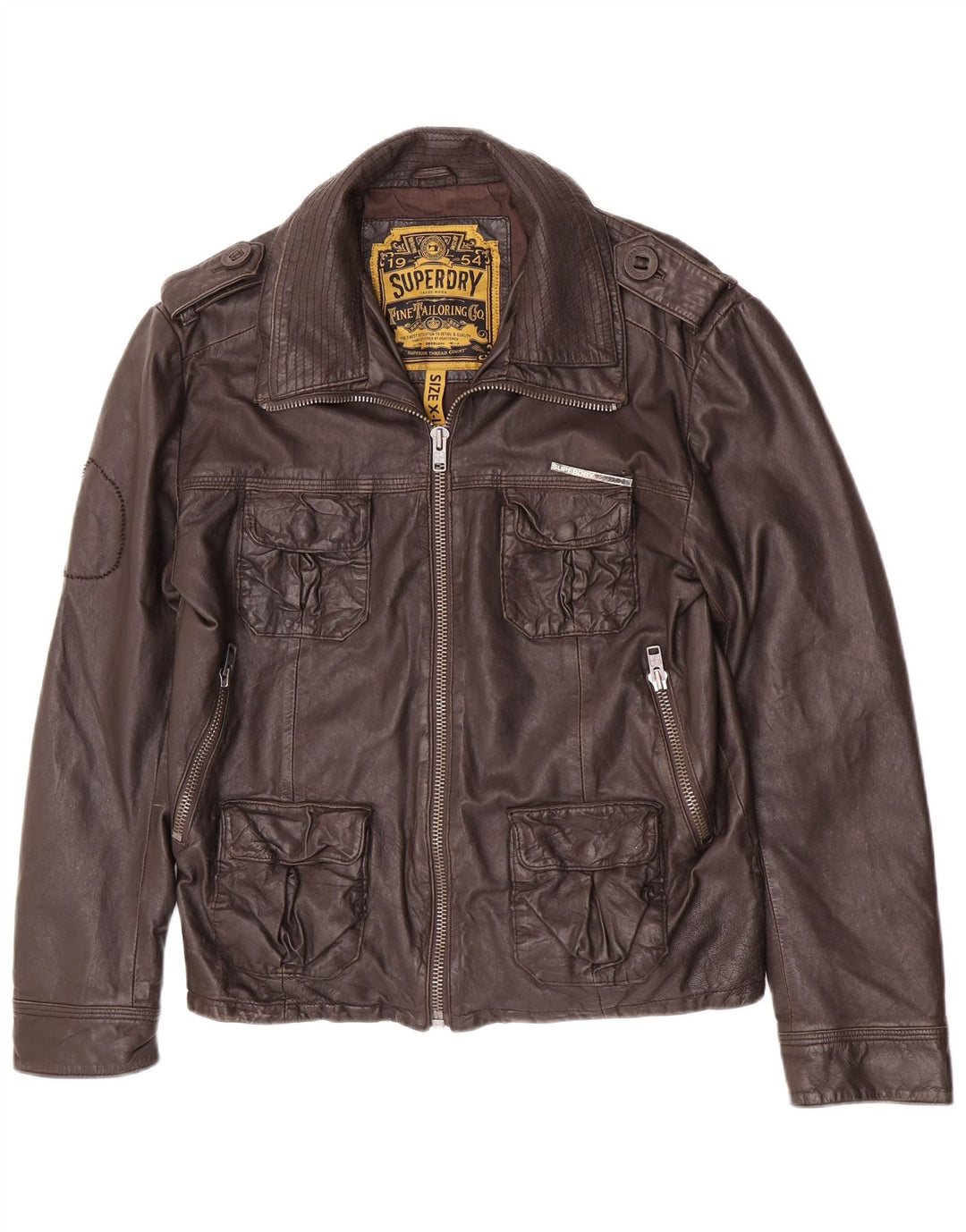 Мужская кожаная куртка Superdry в стиле милитари UK 42 XL Коричневая