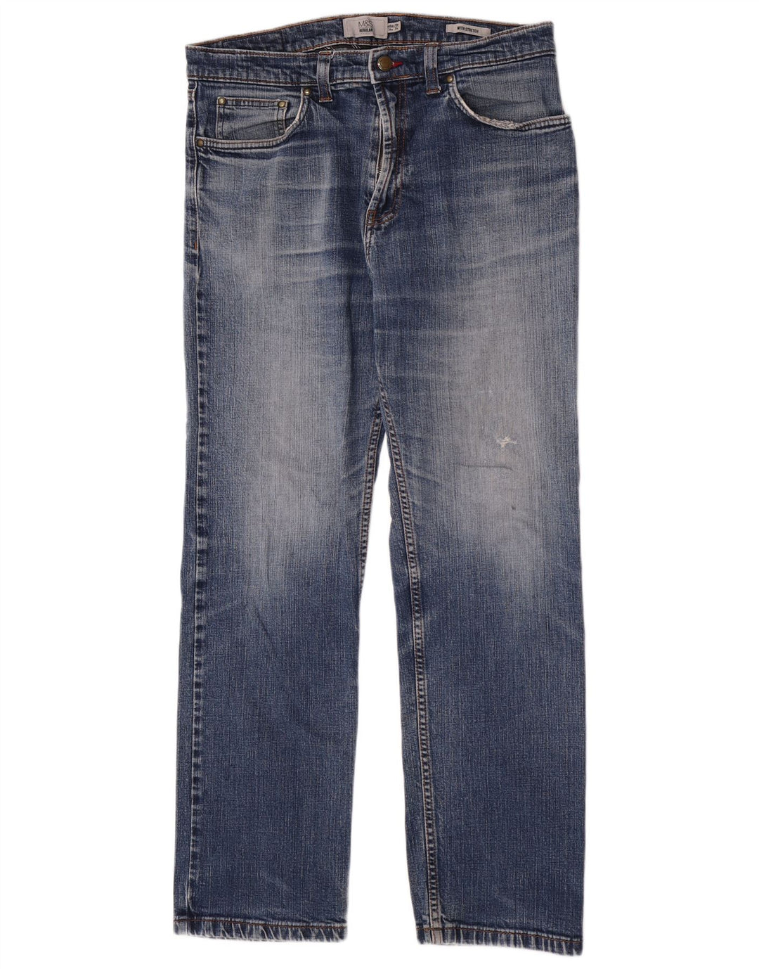 Мужские прямые джинсы Marks & Spencer W34 L29 синие, хлопок