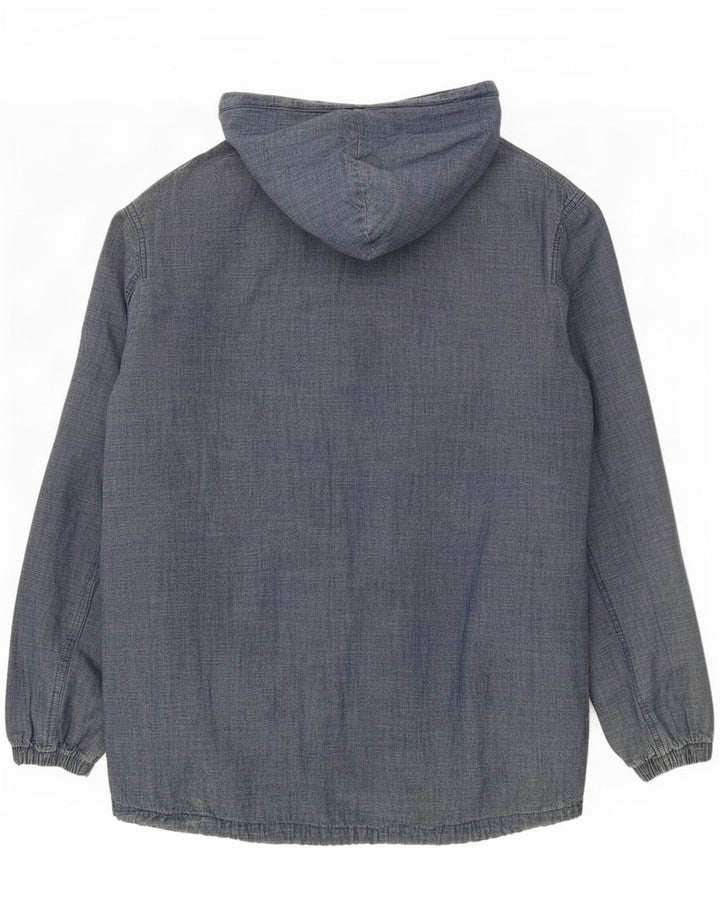 Мужской бомбер Pull & Bear с капюшоном UK 38, хлопковый средний синий цвет