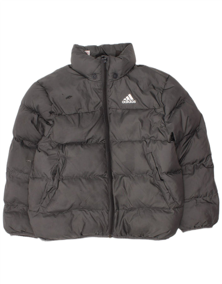 ADIDAS Boys Padded Jacket 6-7 Years Grey Polyester