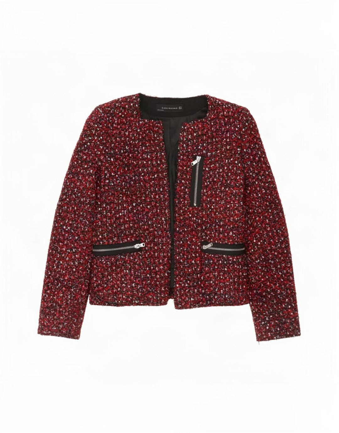 Женский открытый пиджак Zara UK 12, средний красный в крапинку