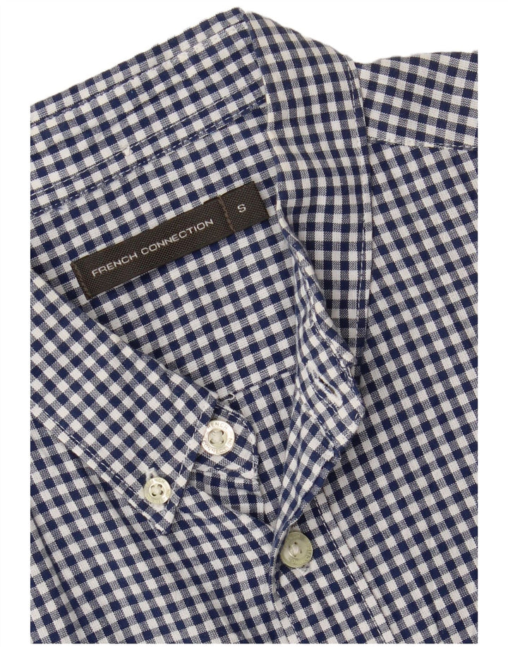 FRENCH CONNECTION Mens Short Sleeve Shirt Small Blue Gingham Cotton