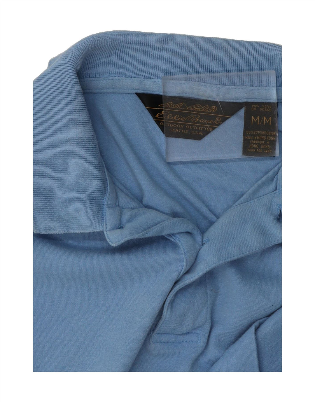 EDDIE BAUER Mens Polo Shirt Medium Blue Cotton Vintage Eddie Bauer and Second-Hand Eddie Bauer from Messina Hembry 