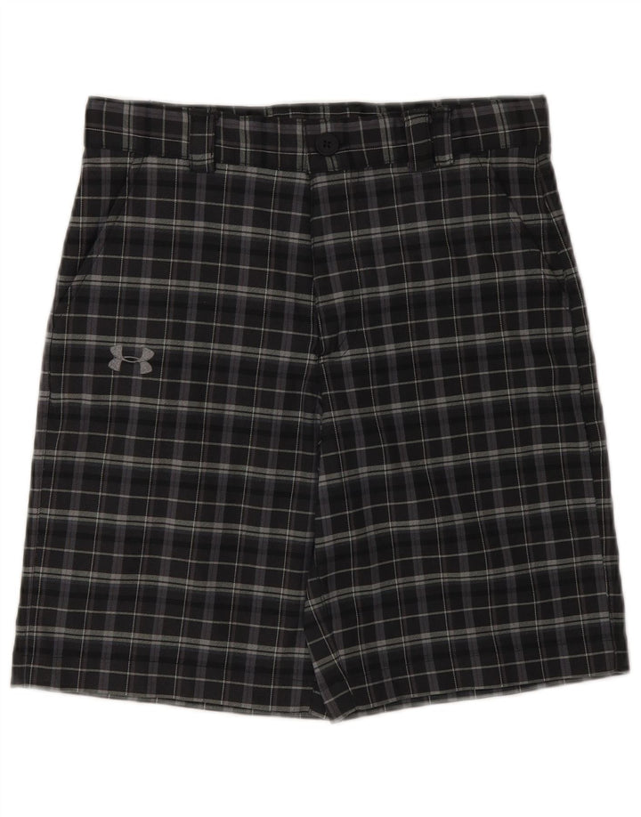 Шорты-чиносы UNDER ARMOR для мальчиков 11–12 лет, большой размер W26, серый полиэстер в клетку