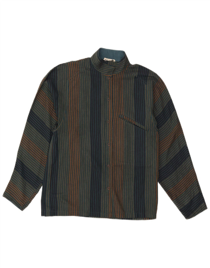 Винтажная женская блузка-рубашка UK 16, большая разноцветная полоска