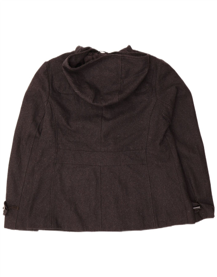 ВИНТАЖНАЯ женская дафлкот с капюшоном UK 16, большая серая шерсть