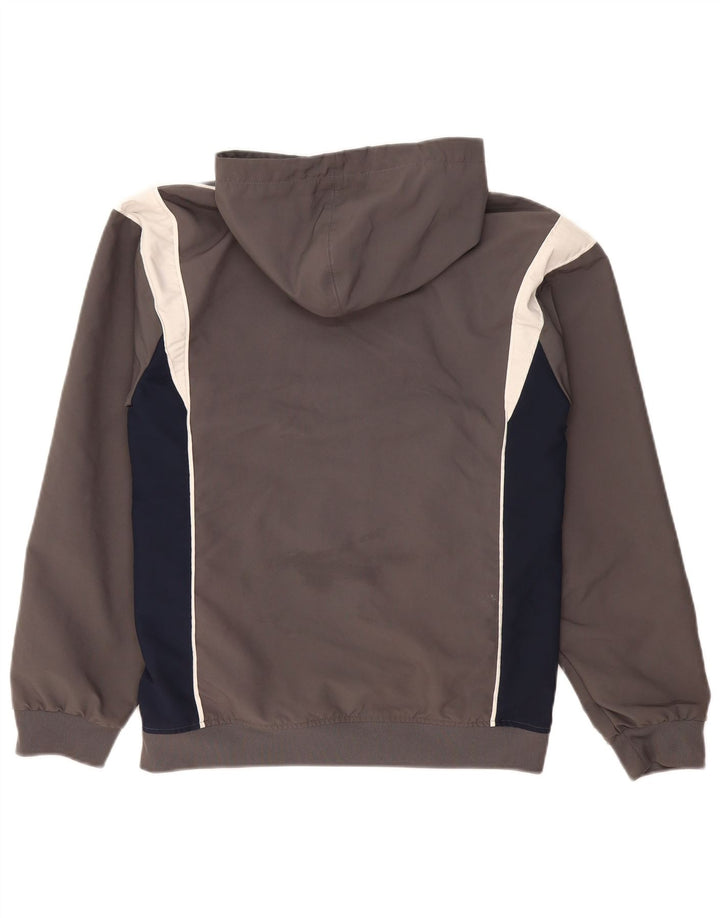 Мужская куртка-анорак Adidas с капюшоном UK 36, маленькая серая, полиэстер с цветными блоками