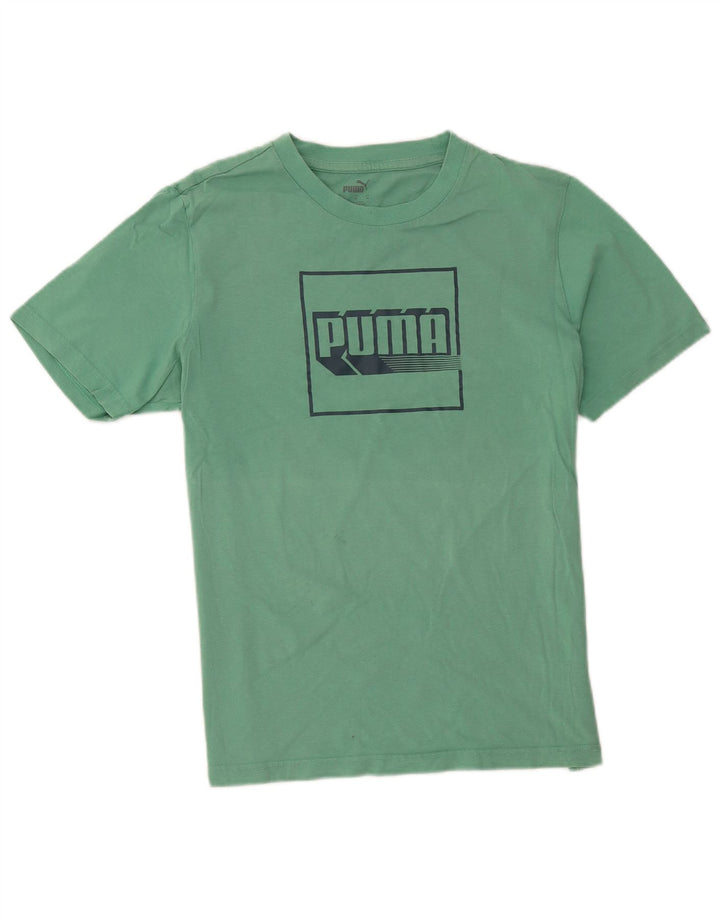 Мужская футболка с рисунком Puma, средний бирюзовый хлопок