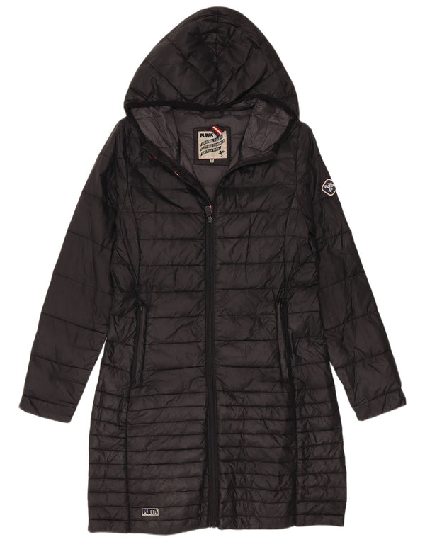 Женское пуховое пальто с капюшоном Puffa UK 8, маленький черный нейлон