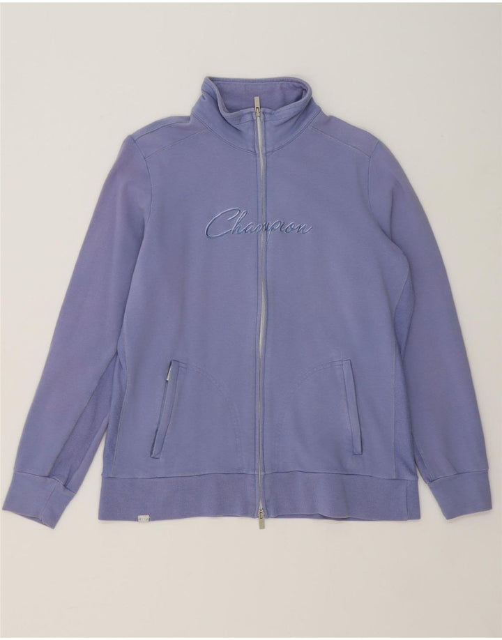 CHAMPION Womens Easy Fit Graphic Tracksuit Top Jacket UK 14 Medium Purple Vintage Champion and Second-Hand Champion from Messina Hembry 