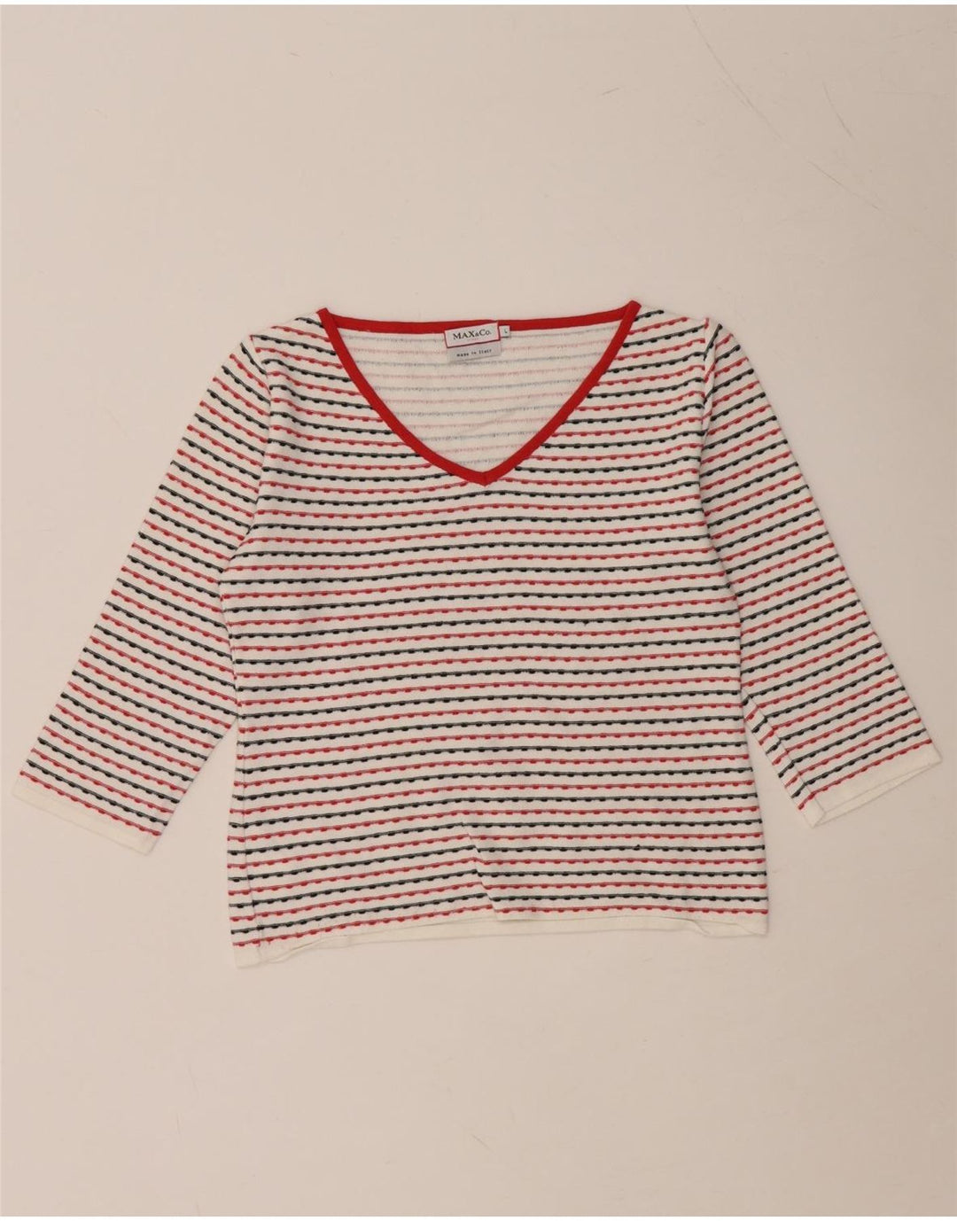 Женский укороченный топ MAX & CO. с рукавом 3/4, Великобритания 14, большая вискоза в белую полоску