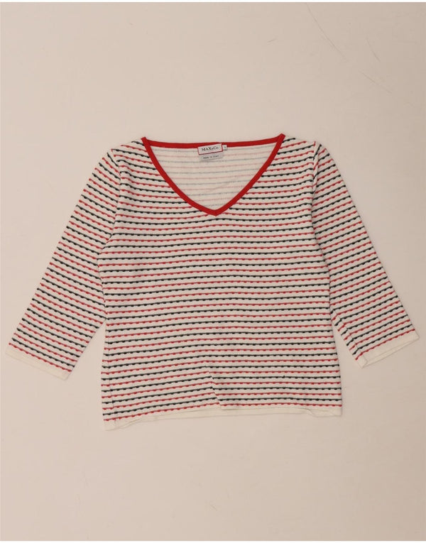 Женский укороченный топ MAX & CO. с рукавом 3/4, Великобритания 14, большая вискоза в белую полоску