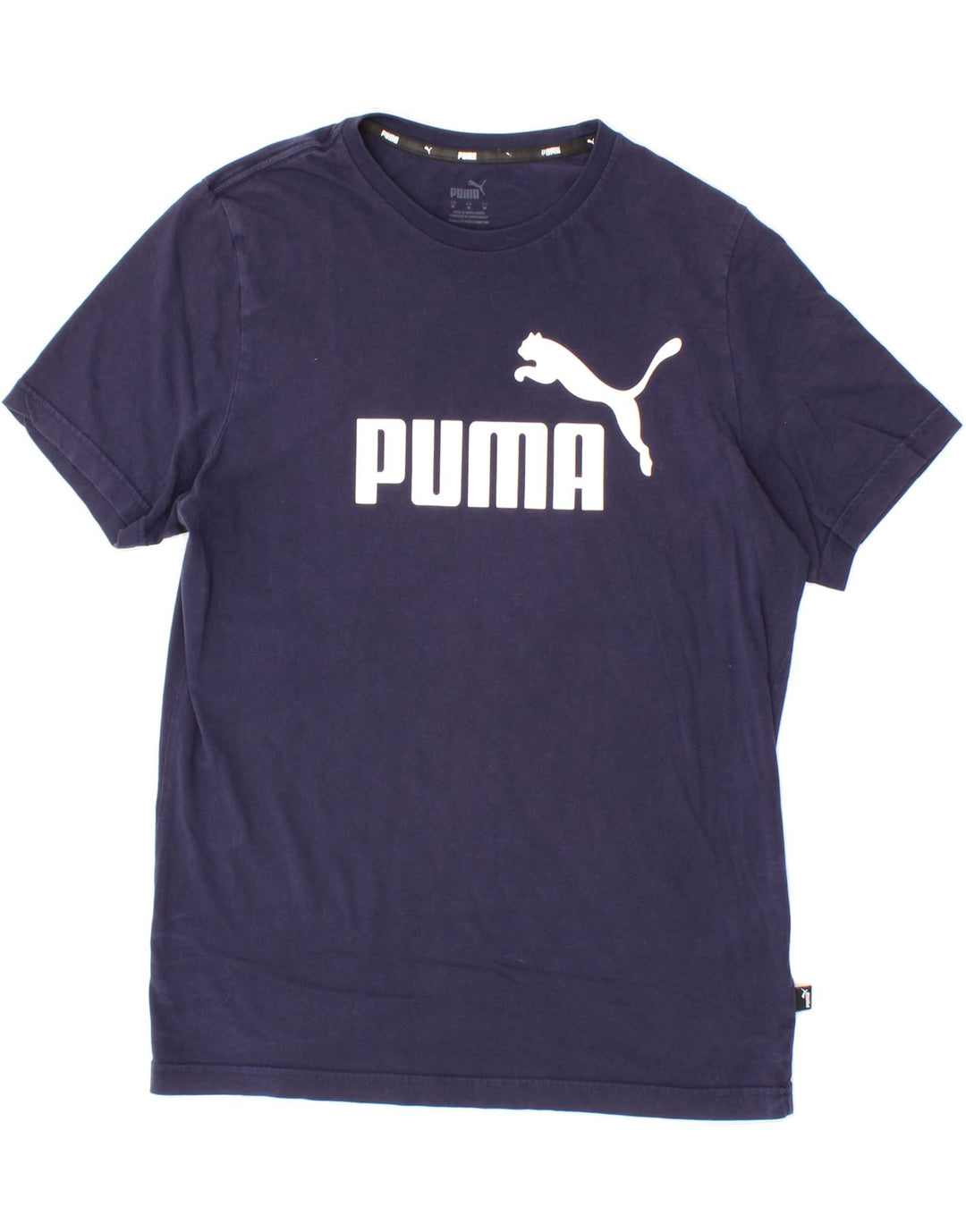 PUMA Mens Graphic T-Shirt Top Medium Navy Blue Vintage Puma and Second-Hand Puma from Messina Hembry 