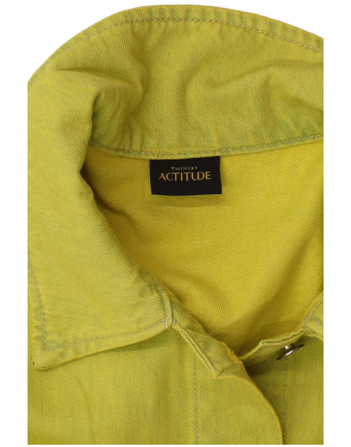 TWINSET Женская джинсовая куртка оверсайз, размер 10, Великобритания, маленькая зеленая хлопковая мода