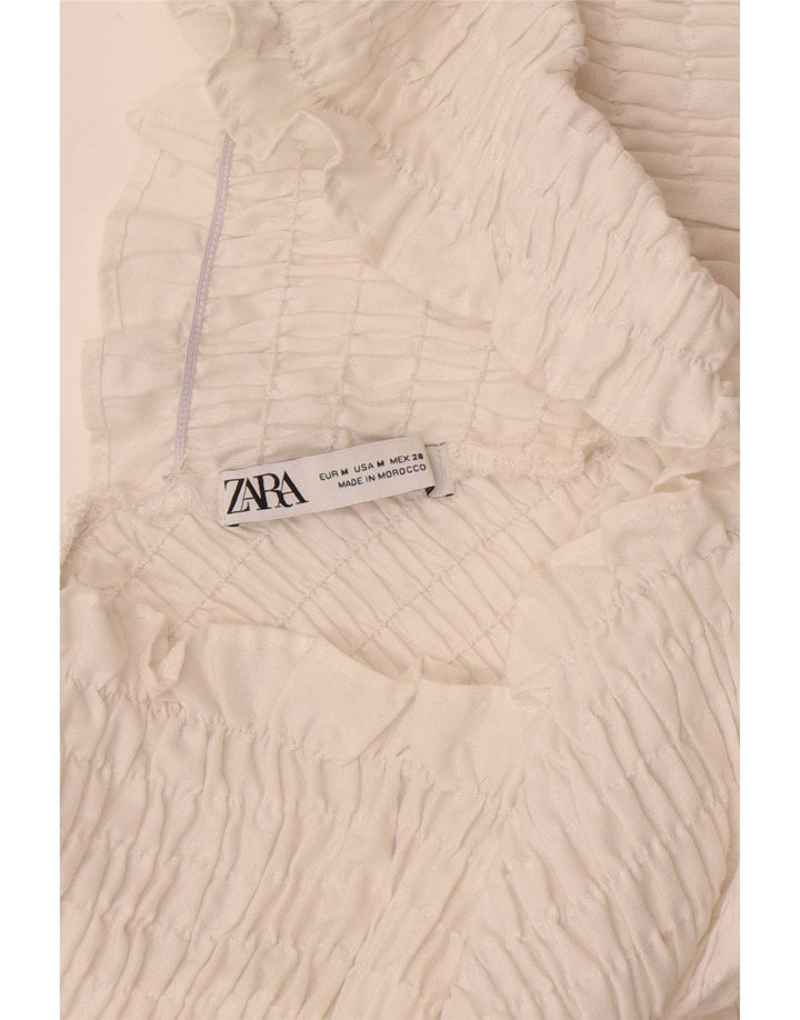Женский укороченный топ с открытыми плечами с длинными рукавами Zara UK 12, средний белый