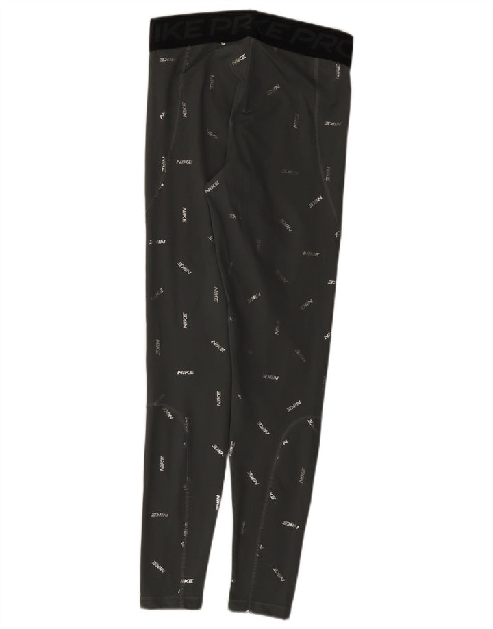 Женские леггинсы с рисунком Nike Dri Fit UK 12, средний серый полиэстер