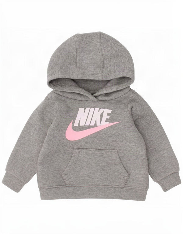 Джемпер с капюшоном Nike для маленьких девочек с рисунком, 3–6 месяцев, серый хлопок с крапинками