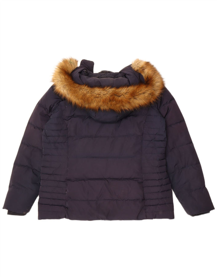 Crew Clothing Женская утепленная куртка с капюшоном UK 16, большой темно-синий полиэстер