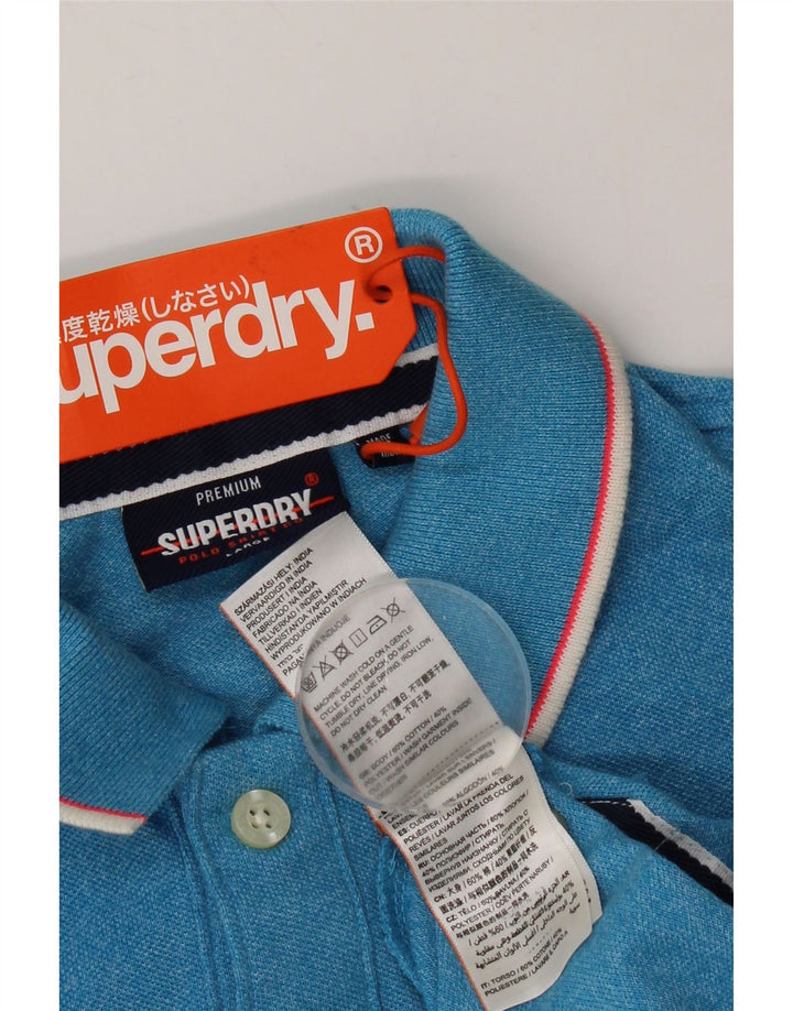 Мужская рубашка-поло Superdry, большая синяя хлопковая крапинка