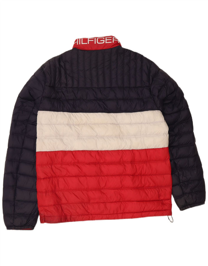 Мужская стеганая куртка Tommy Hilfiger UK 38, средний темно-синий с цветными блоками