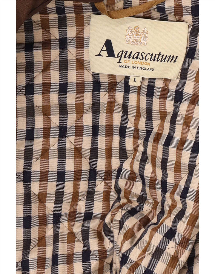 Женская стеганая куртка Aquascutum UK 16, большая, коричневый, нейлон