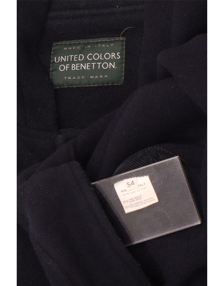 Мужской дафлкот с капюшоном BENETTON IT 54 2XL Темно-синий, шерсть