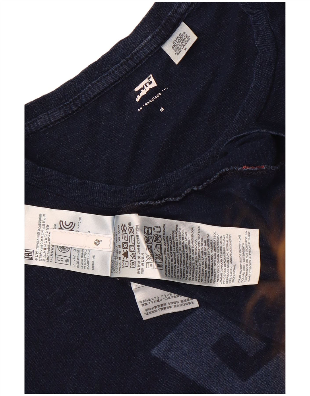 Мужская футболка с рисунком Levi's, топ среднего размера, темно-синий, хлопок