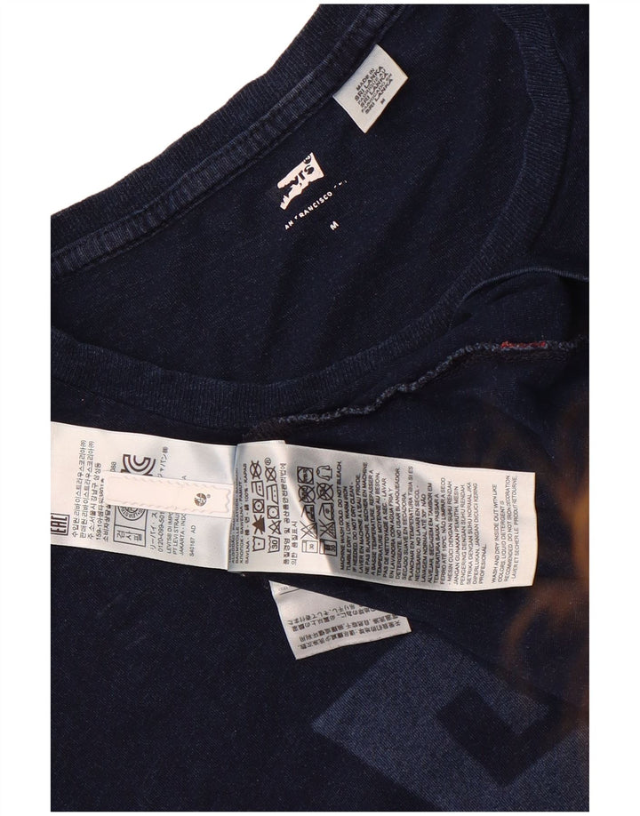 Мужская футболка с рисунком Levi's, топ среднего размера, темно-синий, хлопок