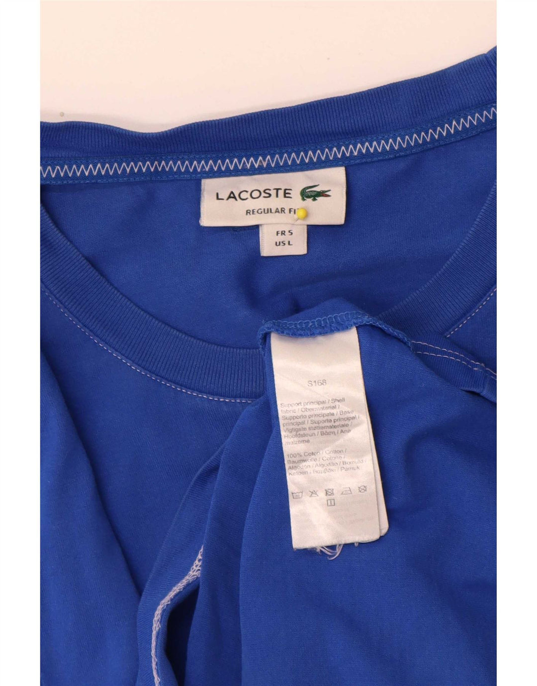 Lacoste Мужская футболка обычного кроя с рисунком, размер 5, большой синий хлопок