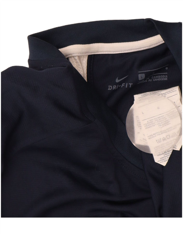 Мужская футболка NIKE Dri Fit, большой темно-синий полиэстер с цветными блоками