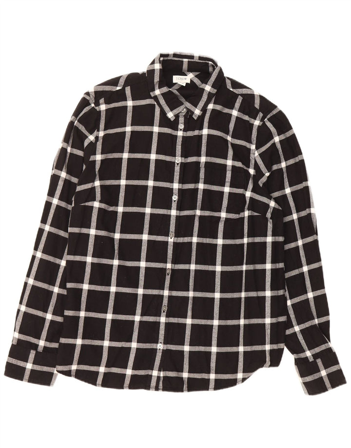 Женская фланелевая рубашка J. CREW UK 16, большая черная клетка, хлопок