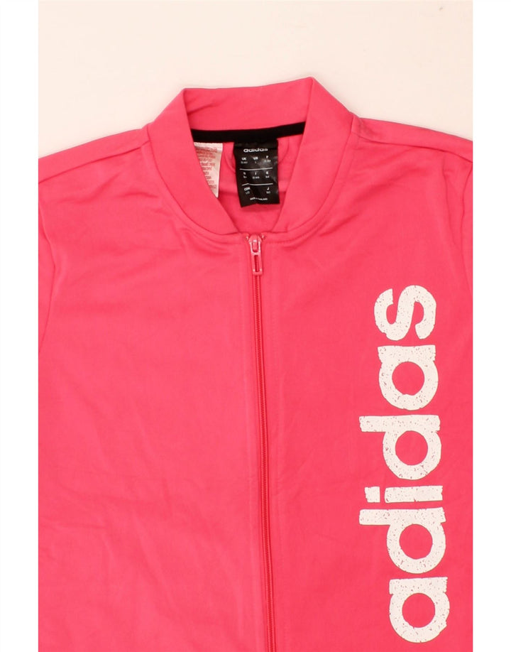 ADIDAS Girls Graphic Tracksuit Top Jacket 13-14 Years Pink Polyester Vintage Adidas and Second-Hand Adidas from Messina Hembry 