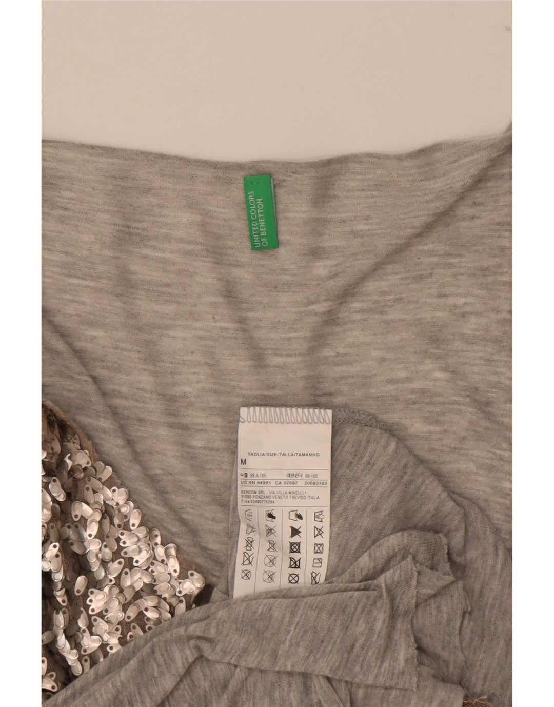 Женский жилет с пайетками Benetton UK 14, средний серый, вискоза