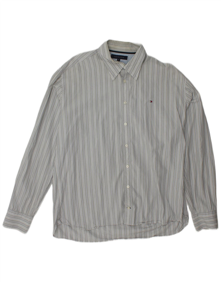TOMMY HILFIGER Мужская рубашка XL, хлопковая серая полоска