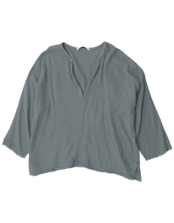 Женская туника оверсайз Zara UK 18 XL, синий хлопок