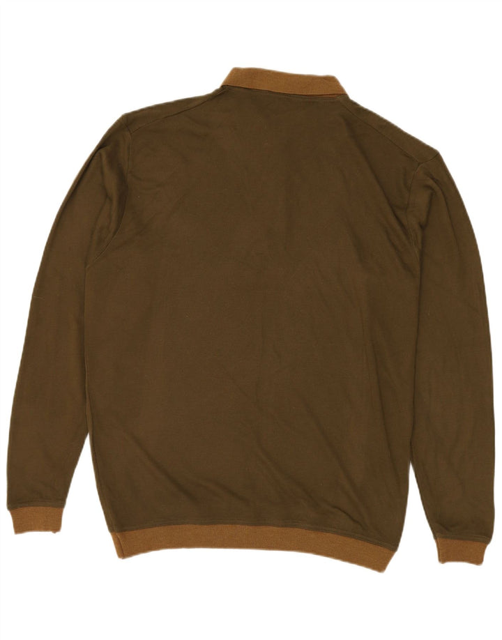 ВИНТАЖНЫЙ мужской джемпер с воротником поло, большой акриловый свитер цвета хаки