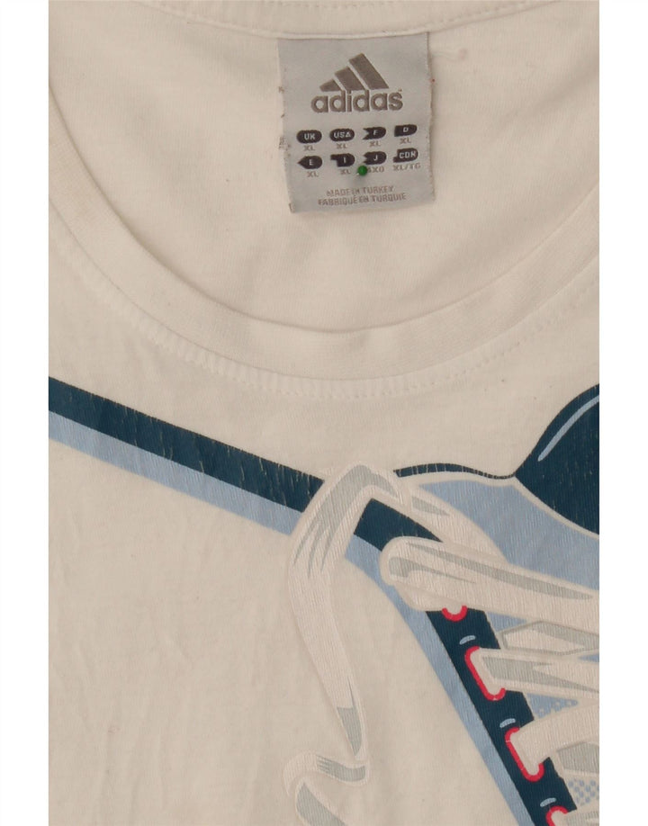 ADIDAS Mens Graphic T-Shirt Top XL White Vintage Adidas and Second-Hand Adidas from Messina Hembry 