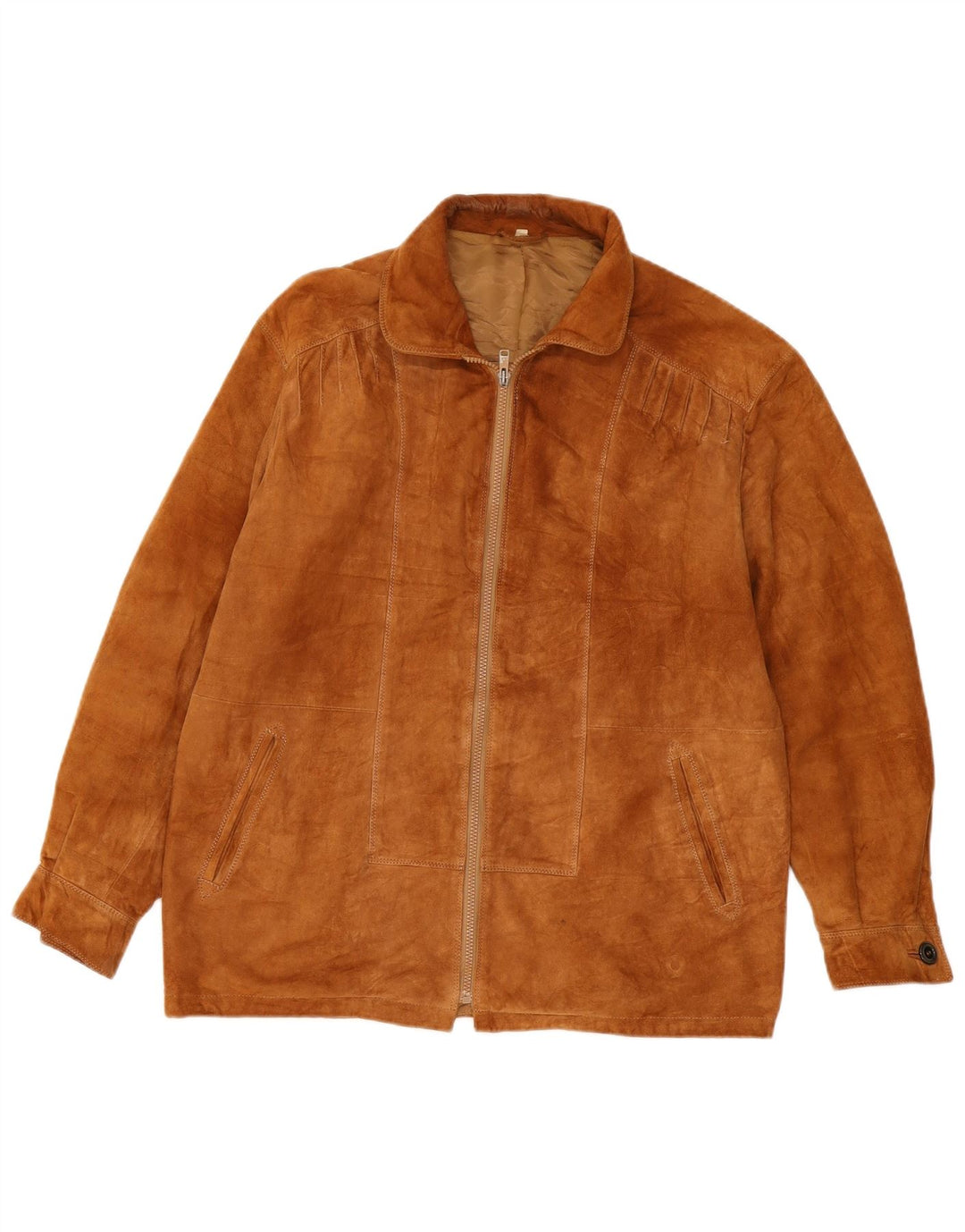VINTAGE Мужская замшевая куртка свободного кроя IT 44 XS Бежевый