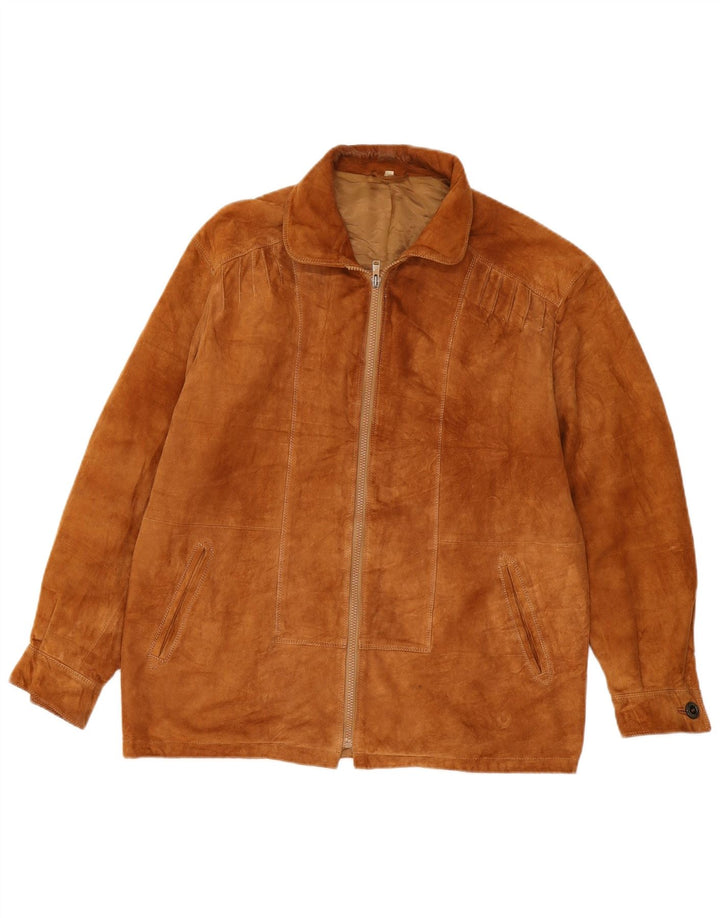 VINTAGE Мужская замшевая куртка свободного кроя IT 44 XS Бежевый