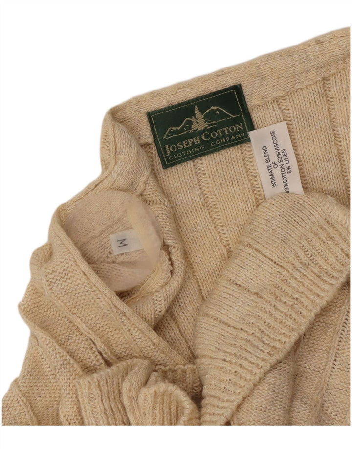 Винтажный мужской кардиган-свитер среднего бежевого цвета из хлопка