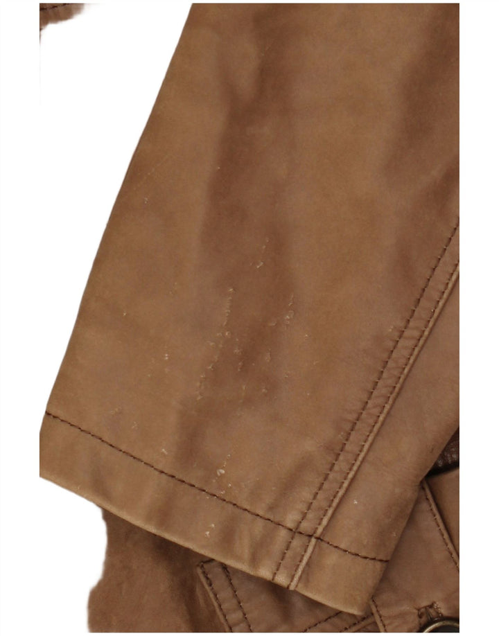 HEINE Женское кожаное пальто IT 38 XS Коричневое кожаное