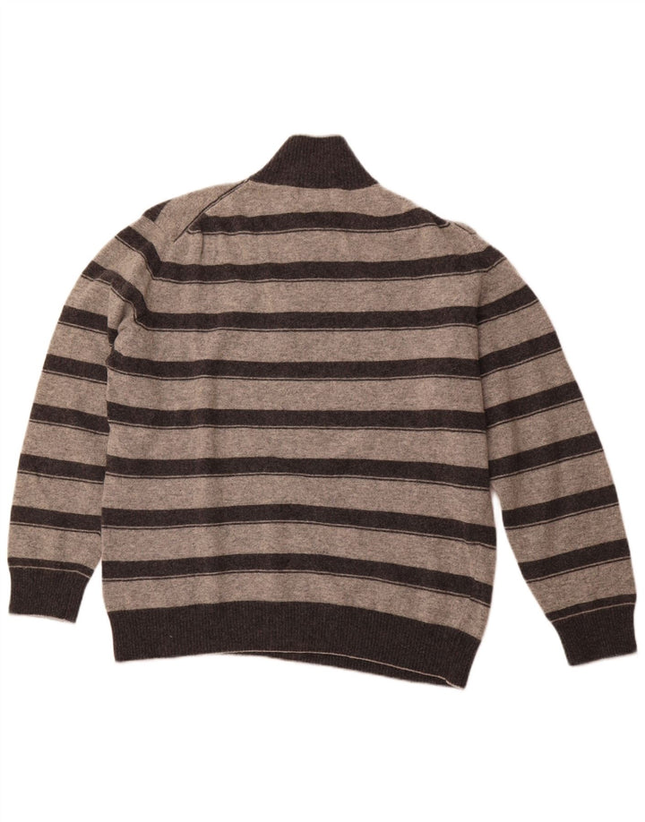 Мужской свитер FILA с воротником на молнии 2XL, серая полосатая шерсть