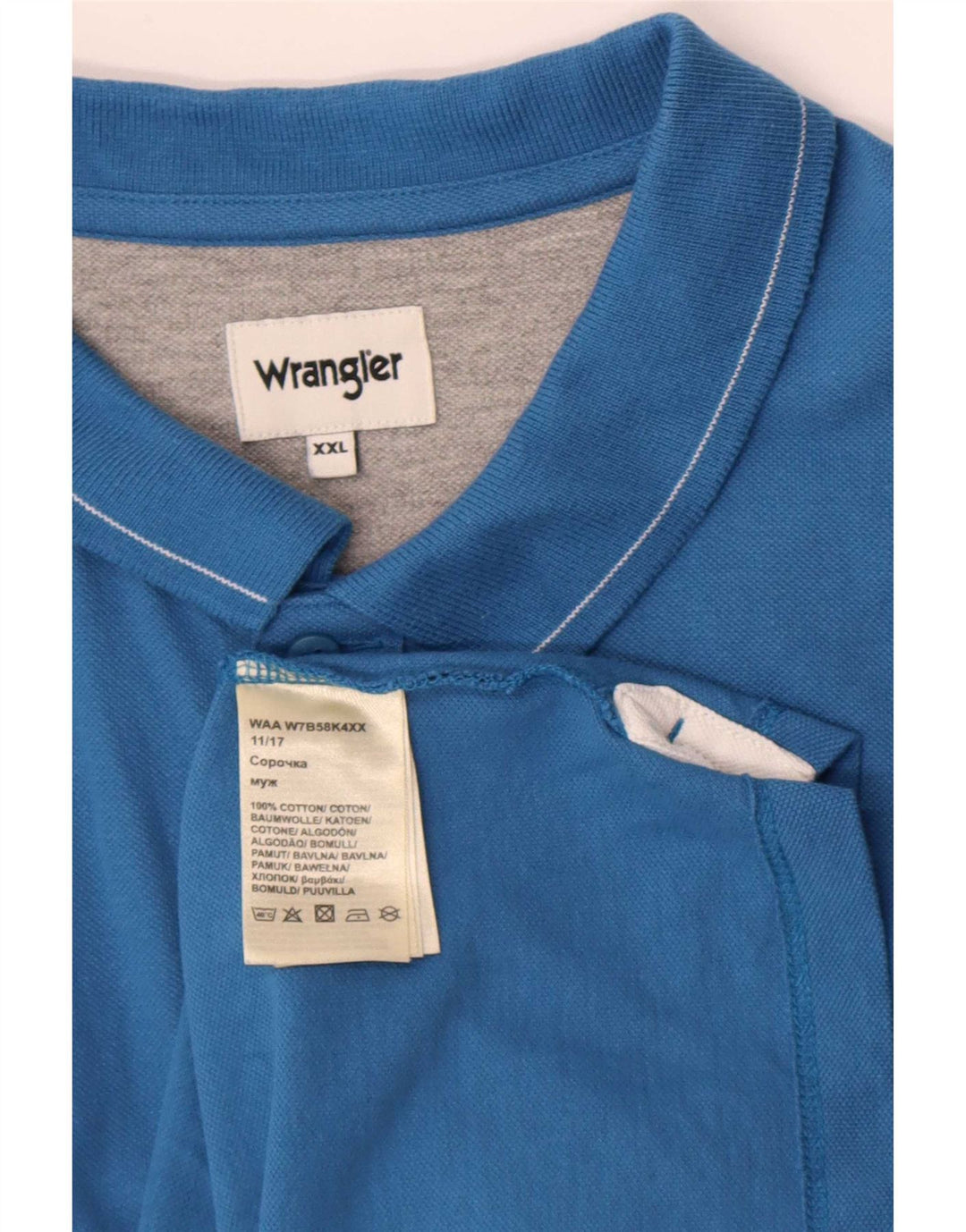 Мужская рубашка поло Wrangler 2XL, хлопок в синюю полоску