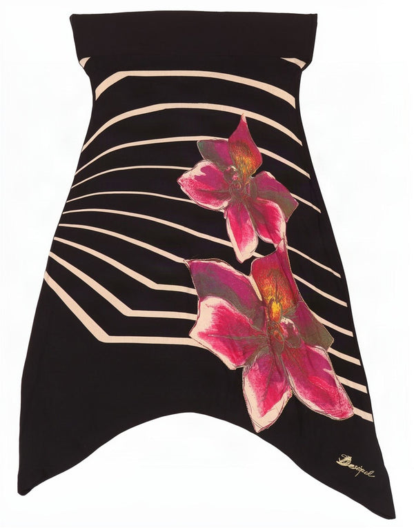 Женская асимметричная юбка Desigual с высокой талией и рисунком, XL W34, черная с цветочным принтом