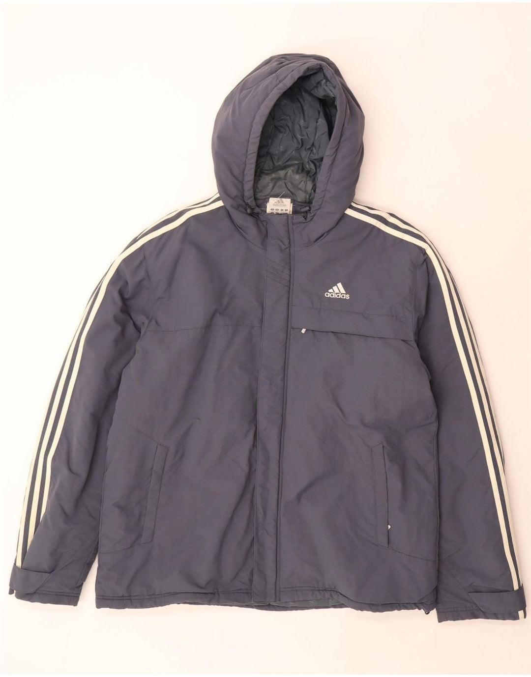 Мужская утепленная куртка Adidas с капюшоном UK 40, большой серый полиамид