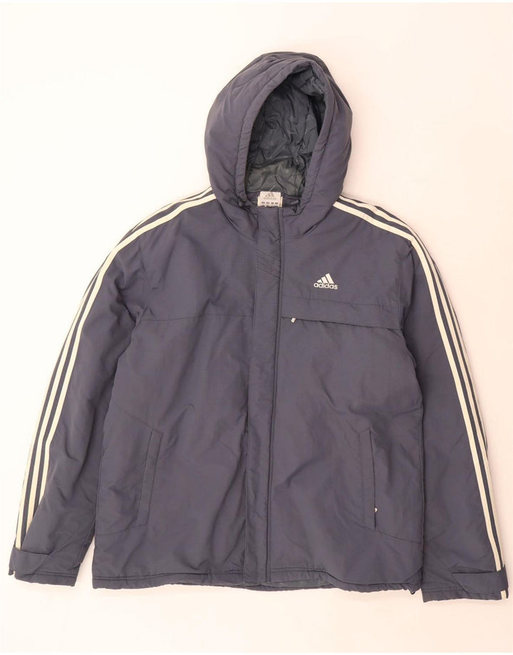 Мужская утепленная куртка Adidas с капюшоном UK 40, большой серый полиамид