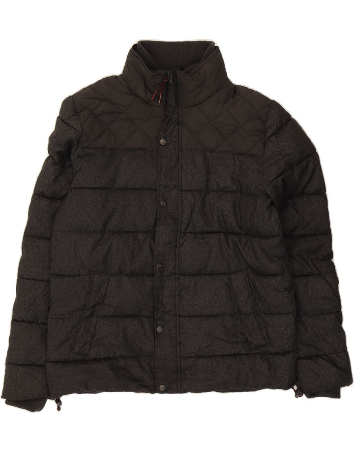 WEIRD FISH Mens Padded Jacket UK 40 Large Grey Colourblock Polyester Vintage Weird Fish and Second-Hand Weird Fish from Messina Hembry 