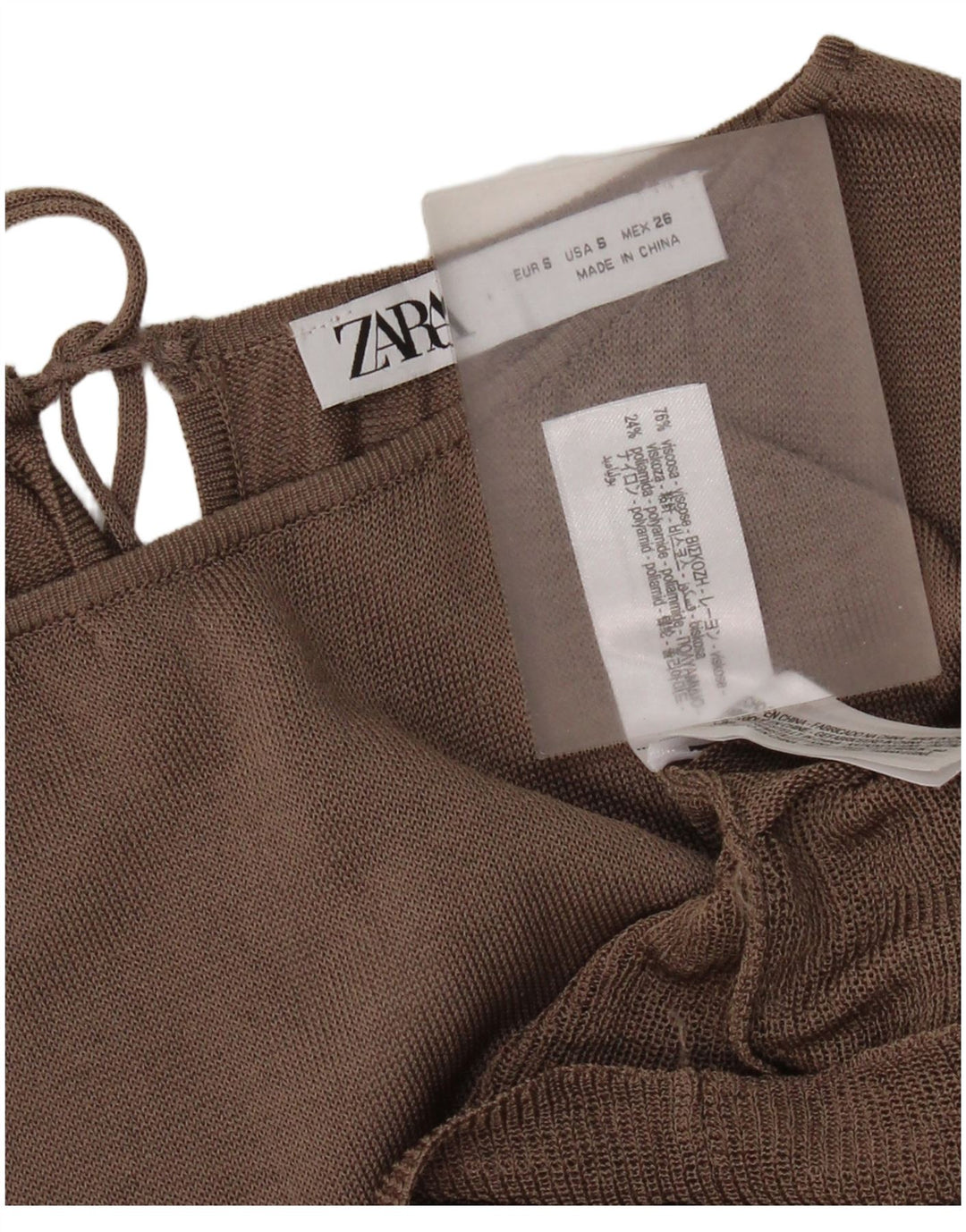 Женская блузка оверсайз с длинным рукавом Zara UK 10, маленький коричневый цвет с блоками