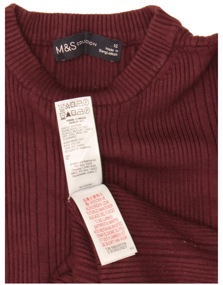 Женский джемпер с круглым вырезом Marks & Spencer UK 12, средний бордовый